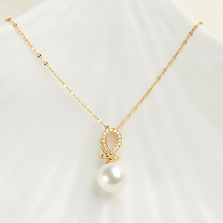 18k gold seawater akoya pearl scarf diamond gemstone womens pendant