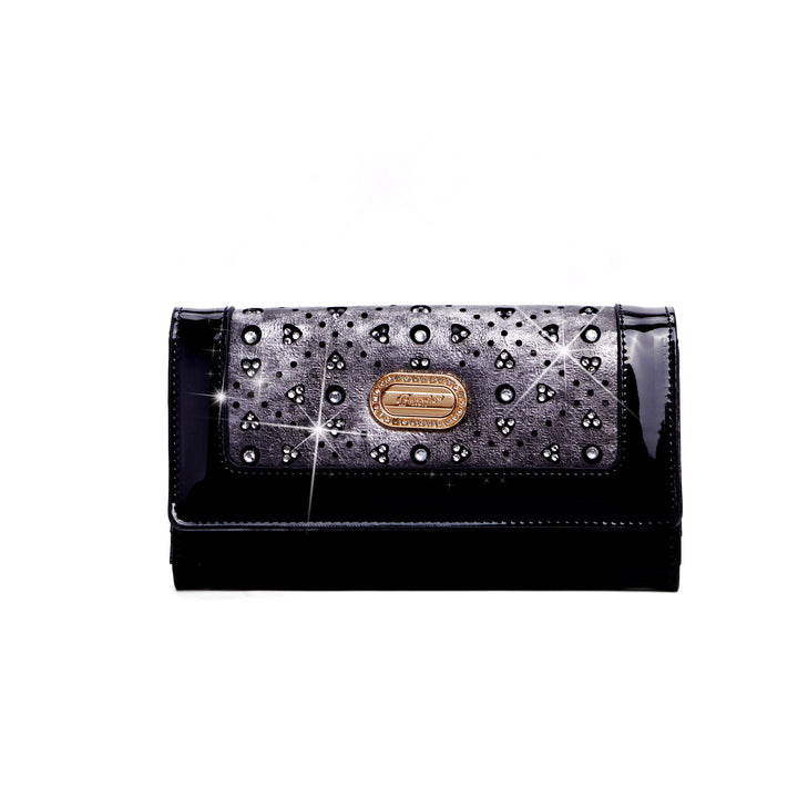 Sparkle of hearts envelope shaped womens wallet with phone holder