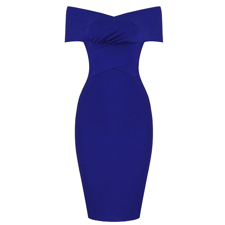 2020 New Summer Women Bodycon Bandage Dress Sexy Off the Shoulder Club Dress Midi Celebrity Party Dress