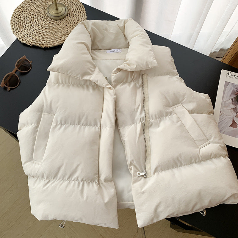 Women fashion light warm winter coats stand collar vest jacket