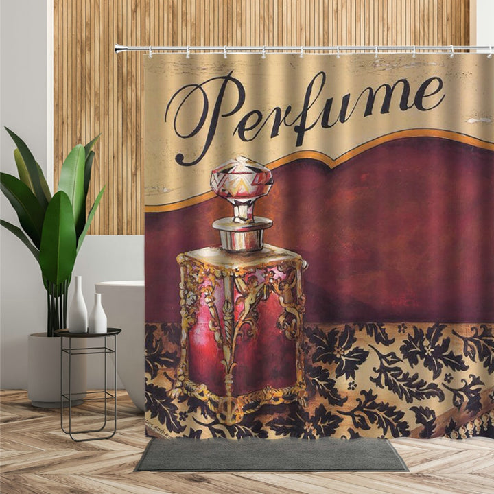 4 pieces bathroom sets with shower curtain and rugs 3d print famous perfume design