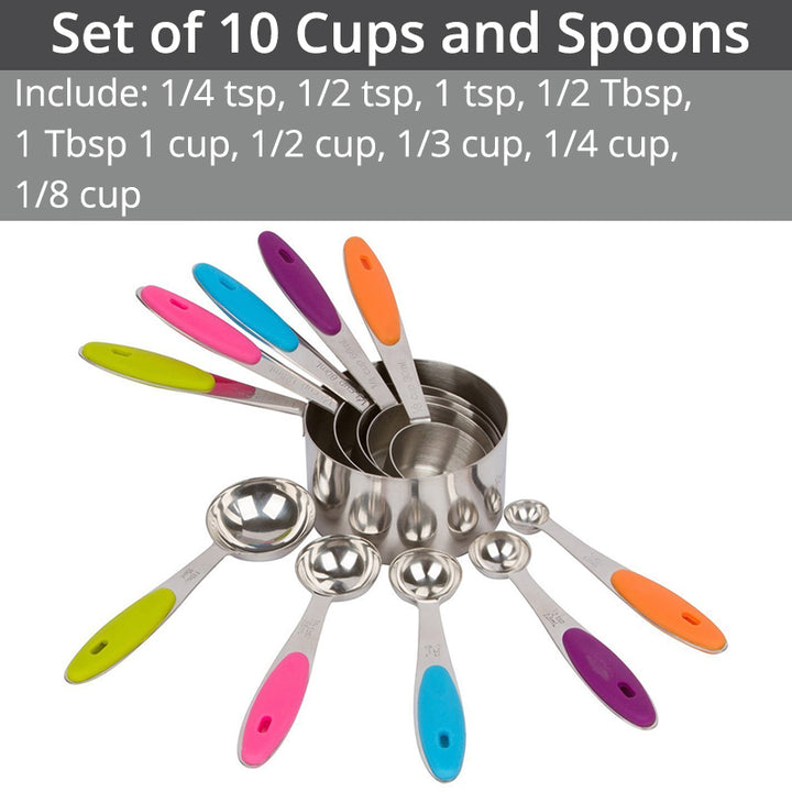 Measuring Cups & Spoons Set - Premium Stainless Steel Measuring Cups and Measuring Spoons for Dry and Liquid Ingredient