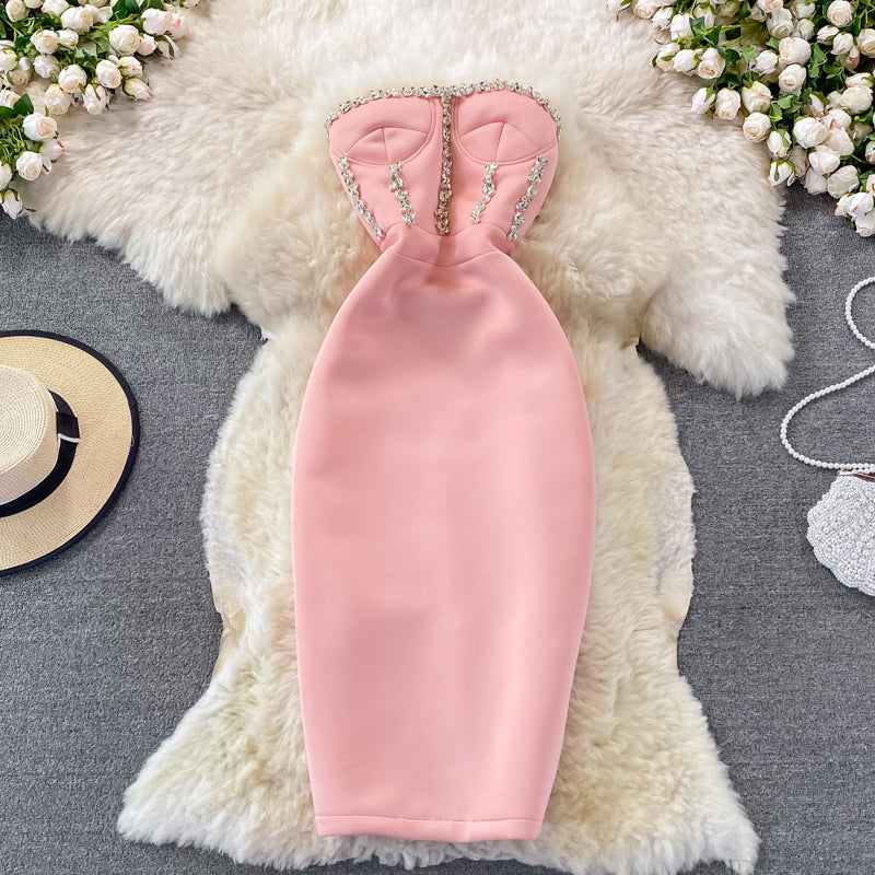Womens sleeveless luxury party tube top dress clothes