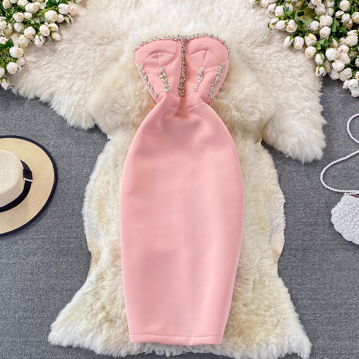 Womens sleeveless luxury party tube top dress clothes