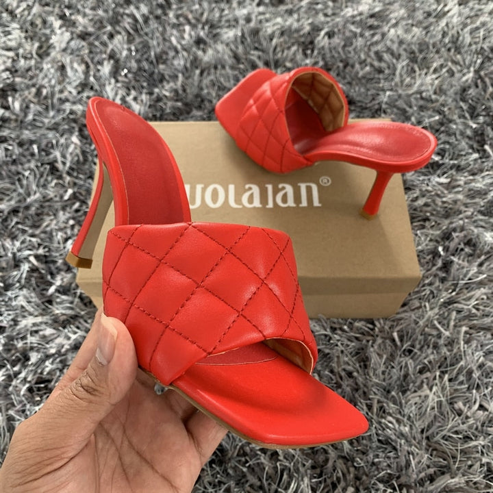 Women thin high heels sandals square toe Apparel & Accessories > Shoes