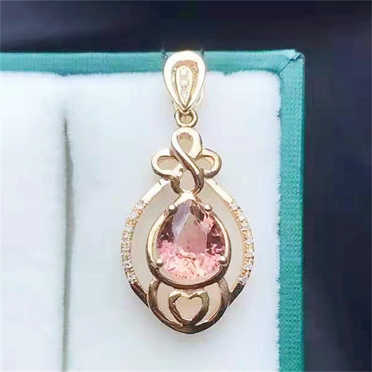 SGARIT Wholesale Jewelry Gemstone Pendant Engagement Jewelry 18k Rose Gold 1.36ct Genuine Tourmaline Pendant for Women