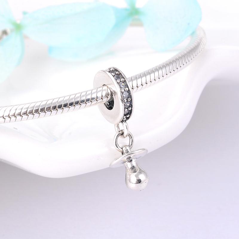 Sterling silver fashion blue enamel baby charms bracelet jewelry