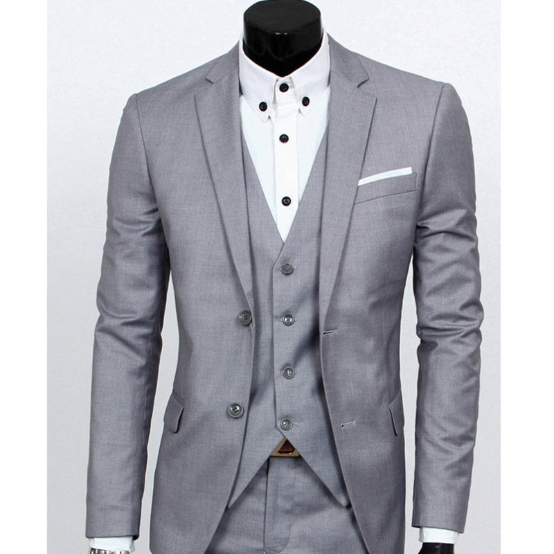 YSMARKET Fashion Business Casual Men Tops Suits 3 Piece Set (Jacket+Pants+Vest) Formal Wedding Suits Groom Male Blazer Slim Fit