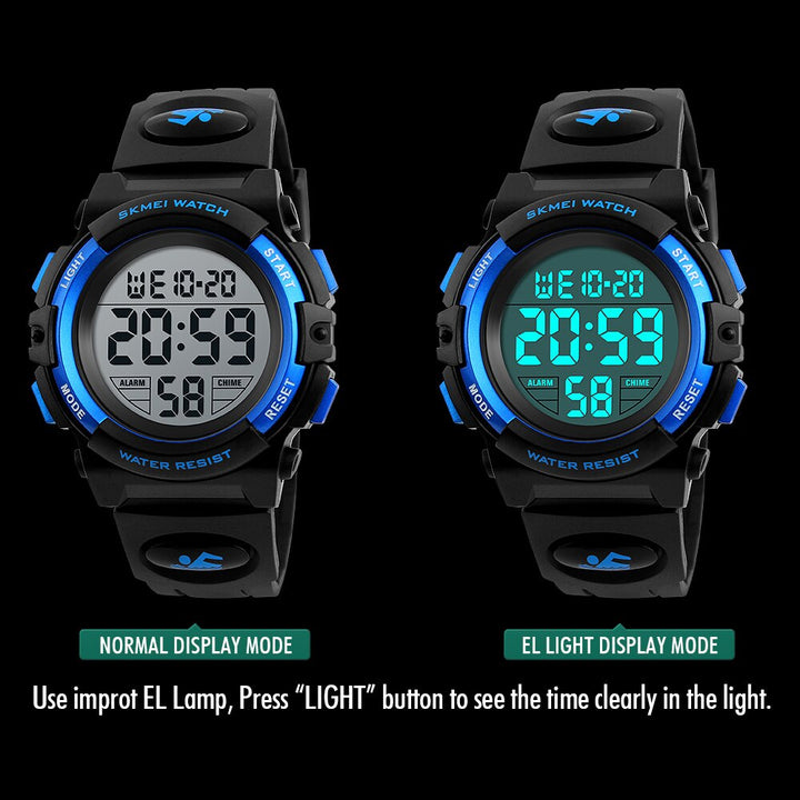 Kids alarm led digital waterproof wristwatch