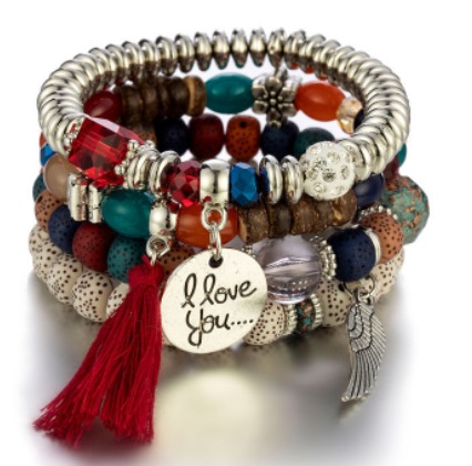 Bohemian multi layer beaded women bracelet trendy bodhi tassel
