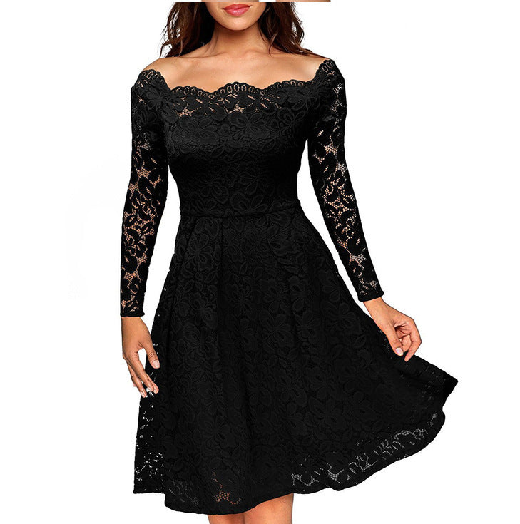 Long sleeves lace cocktail party dresses women clothing plus size in white