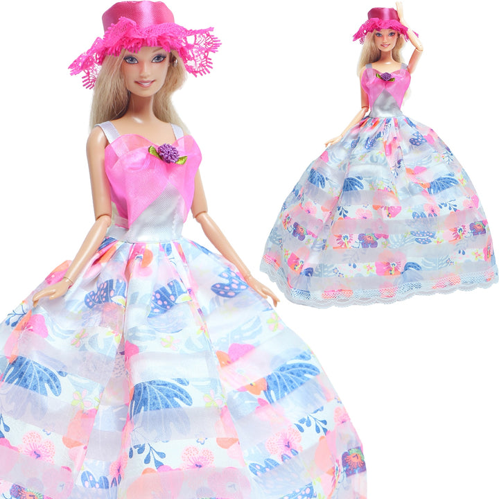 Handmade Wedding Doll Dress Princess Evening Party Ball Long Gown Skirt Bridal Veil Clothes for Barbie Doll Accessories DIY Toy