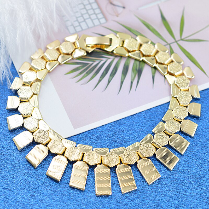 Trendy big collar womens necklace earrings bracelet set