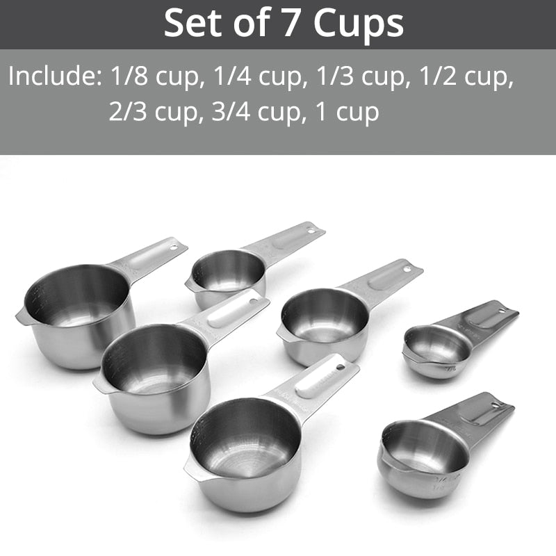 Measuring Cups & Spoons Set - Premium Stainless Steel Measuring Cups and Measuring Spoons for Dry and Liquid Ingredient