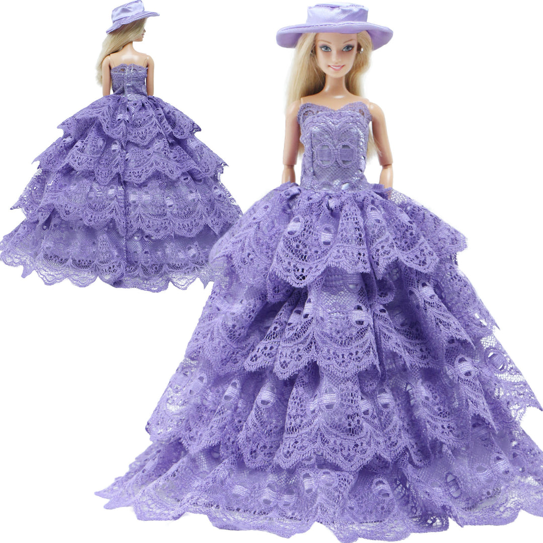 Handmade Wedding Doll Dress Princess Evening Party Ball Long Gown Skirt Bridal Veil Clothes for Barbie Doll Accessories DIY Toy