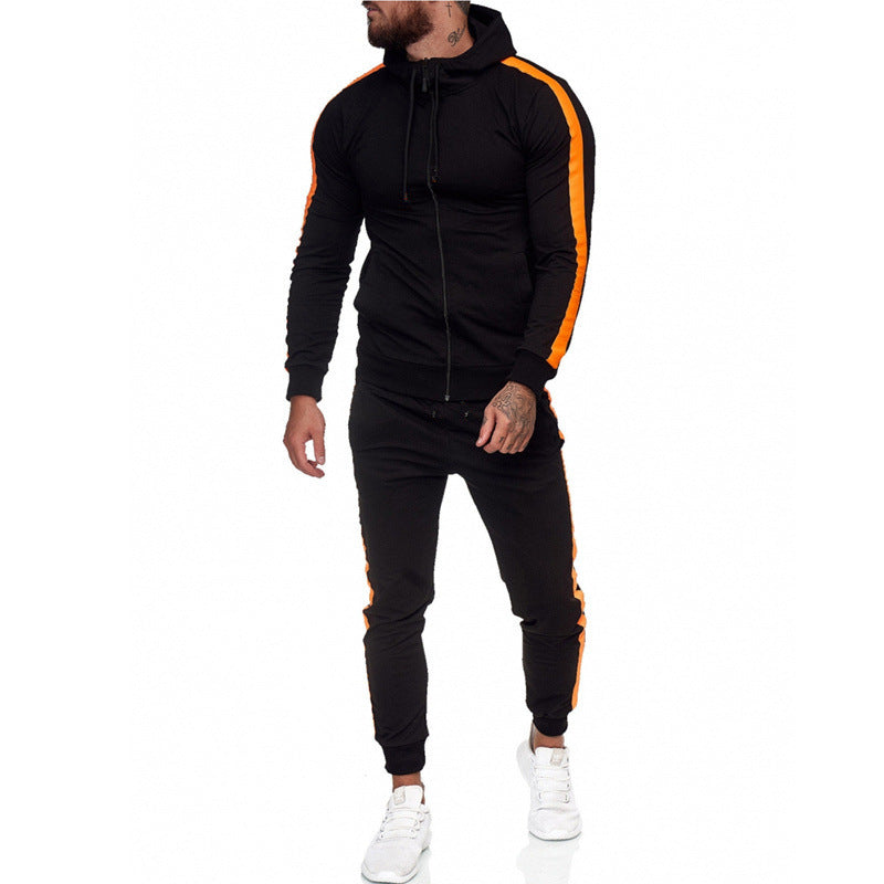 KX-TZ01 New Fashion Stitching 2 Piece Joggers Suits Long Sleeve Sweatsuit Tracksuit Set Blank Hooded Mens Sweat Suits