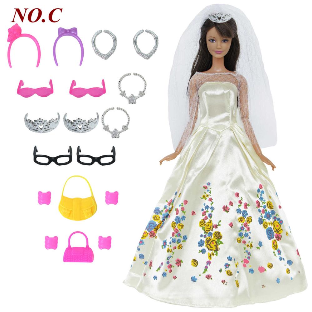 14 pcs barbie doll dresses accessories Apparel & Accessories > Shoes handbag glasses clothes toys