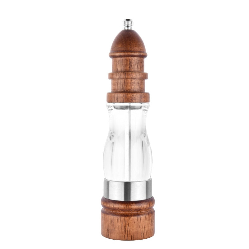 Wooden salt and pepper set adjustable coarseness ceramic grinder