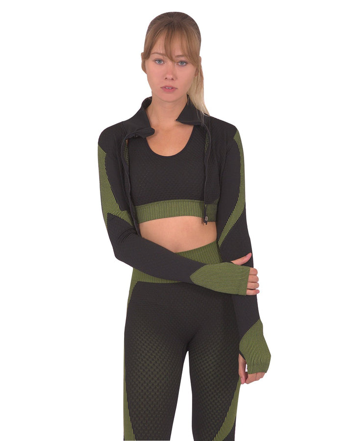 Trois Seamless Sports Jacket - Black With Green