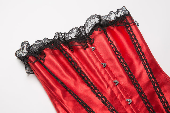 Court dress lace hemline shapewear set hook waist trainer corset