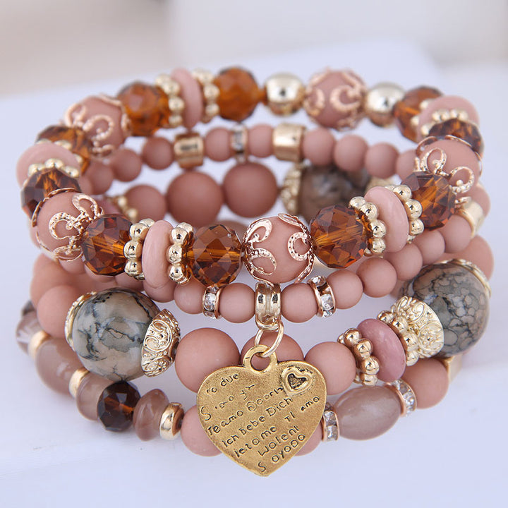 4 pcc resin beads crystal stone bracelets for women