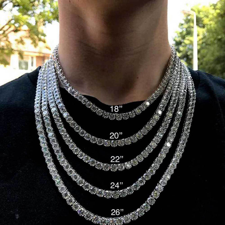 Mens diamond gold plated tennis chain iced out necklace jewelry