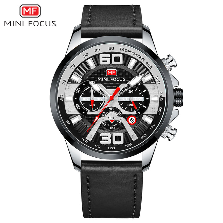 Mens watches top brand luxury leather sports chronograph quartz waterproof