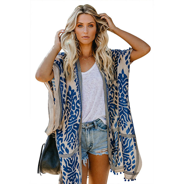 Kimono beach cover up women wear high quality cardigan floral kaftan