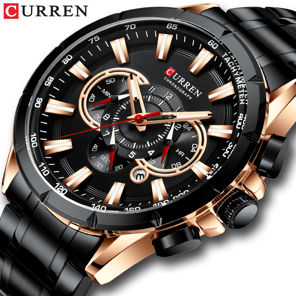 Mens-waterproof chronograph military stainless steel top brand luxury sport-watches