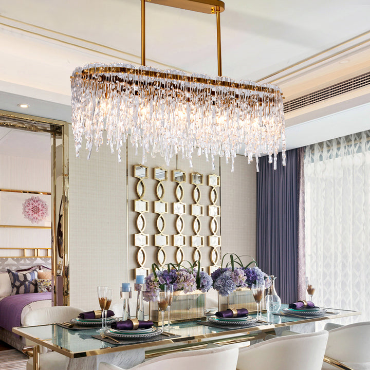 Modern Popular Fancy Luxury Rectangular Led Crystal Chandeliers for Home