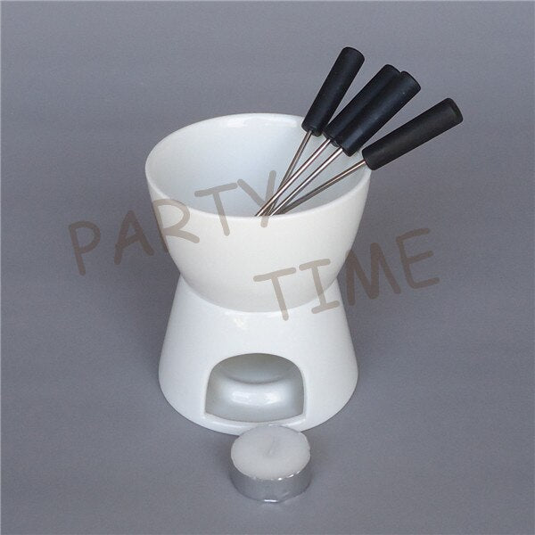 Ceramic fondue serving set for cheese chocolate icecream