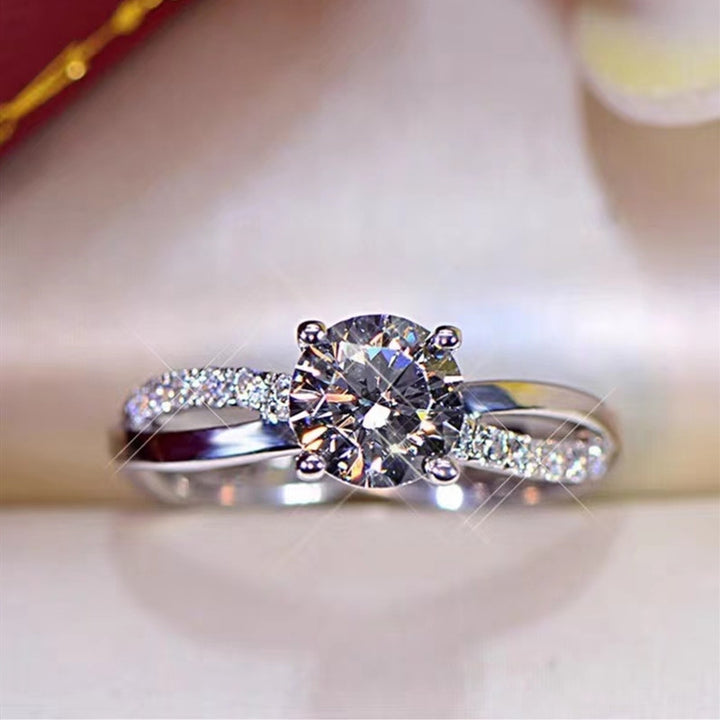 Diamond 925 sterling silver plated double wedding rings jewelry