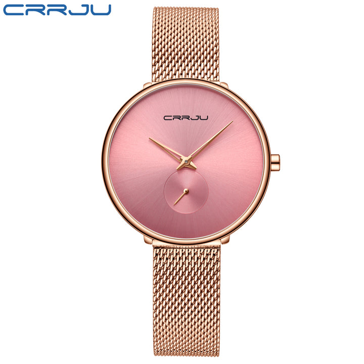 Mesh gold band quartz womens watches