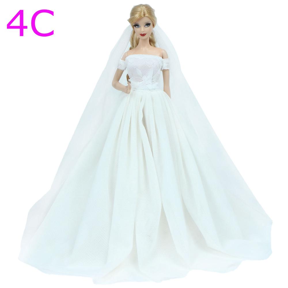 Handmade Wedding Doll Dress Princess Evening Party Ball Long Gown Skirt Bridal Veil Clothes for Barbie Doll Accessories DIY Toy