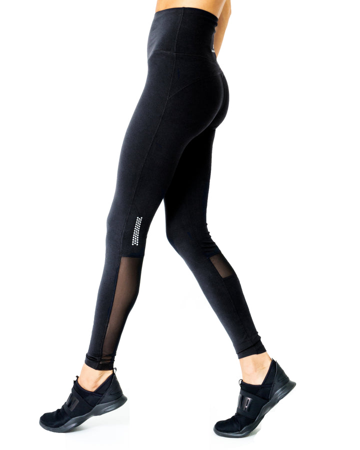 Energique Athletic Leggings With Reflective Strips and Mesh Panels