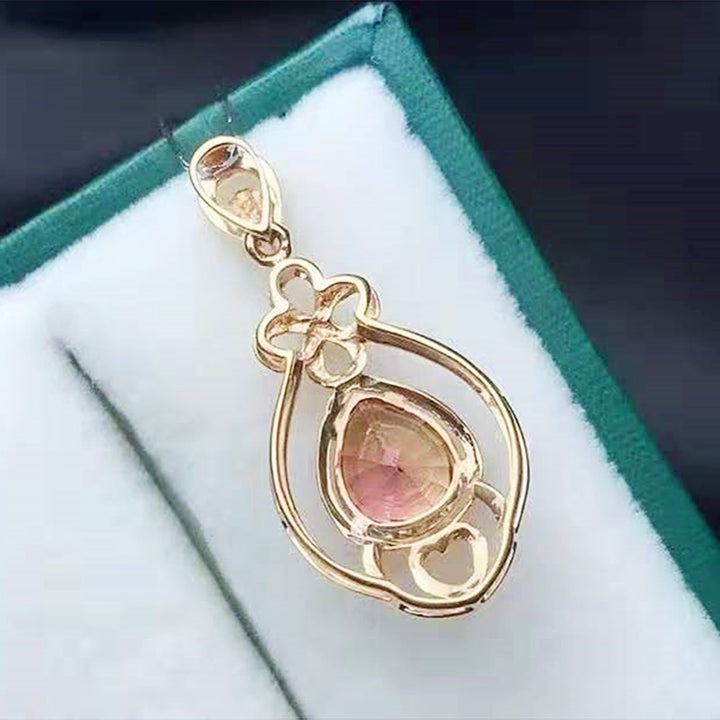 SGARIT Wholesale Jewelry Gemstone Pendant Engagement Jewelry 18k Rose Gold 1.36ct Genuine Tourmaline Pendant for Women