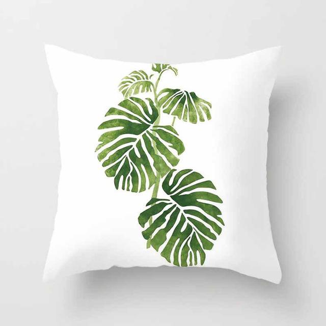 Vintage Flower Tropical Leaves Cushion Cover