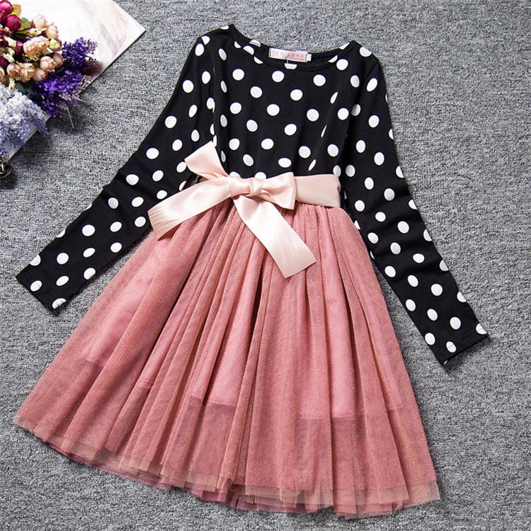 Winter Baby Dress for Girl Long Sleeve Princess Girls Dresses Polka Dot Little Baby Birthday Party Dress Casual Kids Clothes