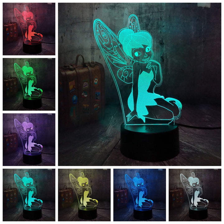 Remote control beautiful queen elsa 3d visual led lamp décor