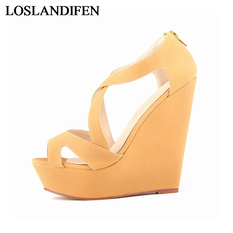 Delicate Pump New 2020 Women Sandals Summer Bohemia Beach Shoes Woman Casual Platform Wedge High Heels Sandal Shoes NLK-C0039