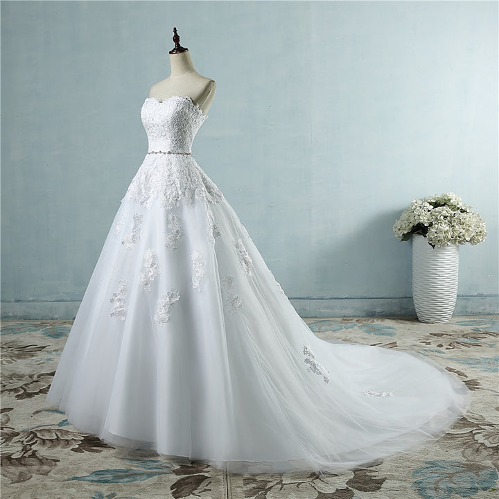 ZJ9032 Lace Flower Sweetheart White Ivory Fashion Sexy 2021 Wedding Dresses for Brides Plus Size Maxi Size 2-26w