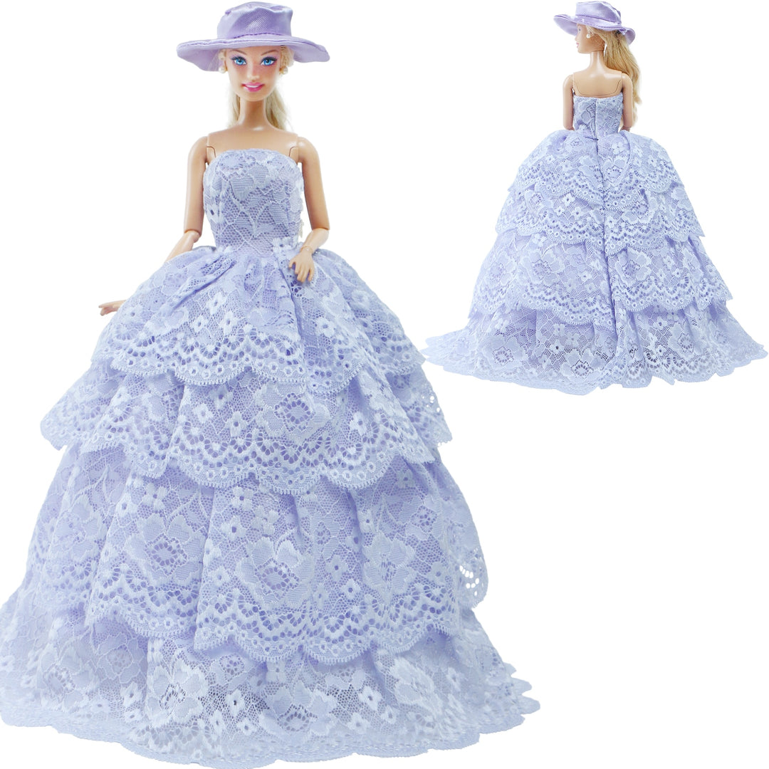 Handmade Wedding Doll Dress Princess Evening Party Ball Long Gown Skirt Bridal Veil Clothes for Barbie Doll Accessories DIY Toy