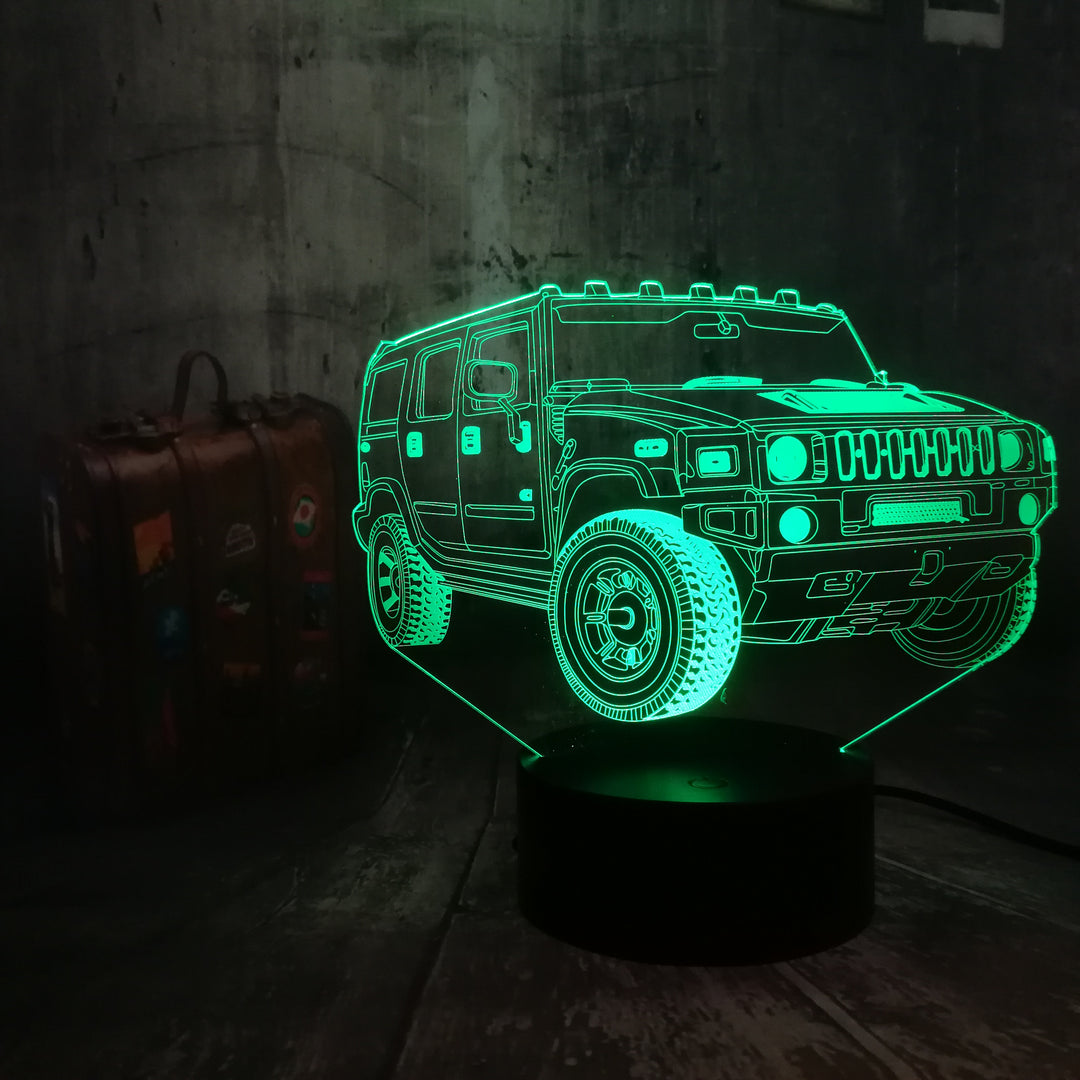 Remote control jeep car 7 color dimming gradient rgb 3d led night lamp décor