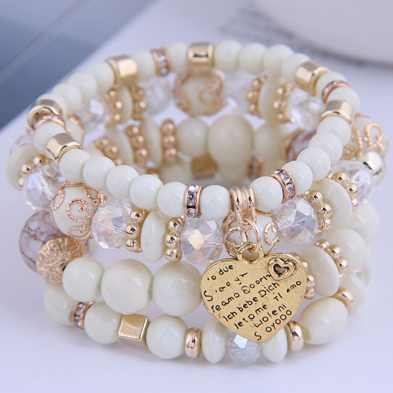 4 pcc resin beads crystal stone bracelets for women