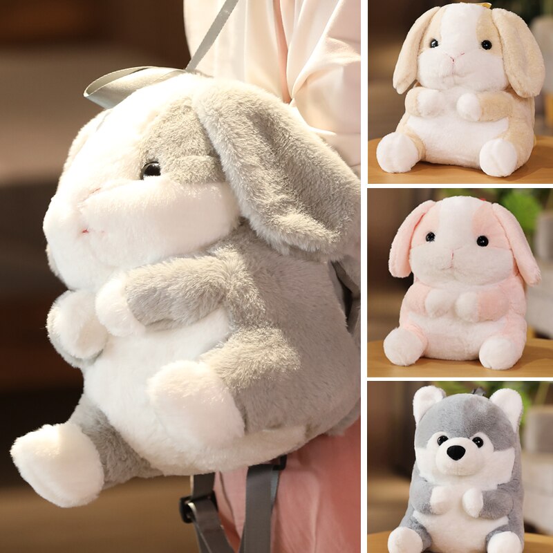 Gifls furry rabbit cartoon plush shoulder bags