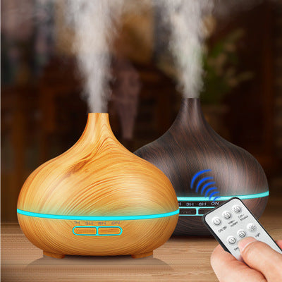 550ml essential aromatherapy oil diffuser wood grain humidifier ultrasonic with remote control