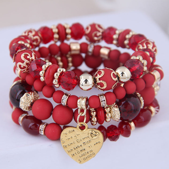 4 pcc resin beads crystal stone bracelets for women