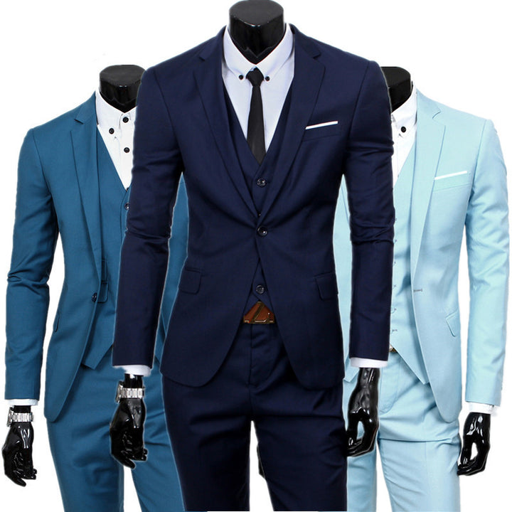 Blazers Pants Vest Set Mens Fashion Three Piece Suit Sets / Male Business Casual Coat Jacket Waistcoat Trousers Blazer