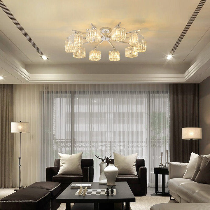 Modern Chrome Led Ceiling Chandelier Lighting Crystal