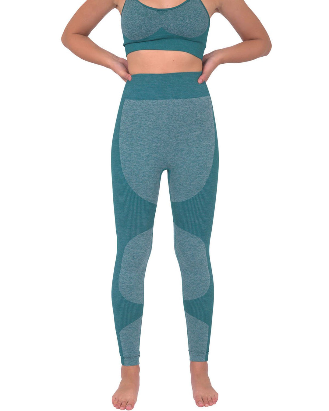 Megara Seamless Legging With Striped Panels - Green